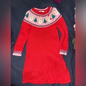 Mini Boden Red and Pink Festive Sweater Dress